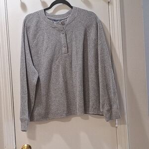 Old Navy Heather Gray Henley Sweater